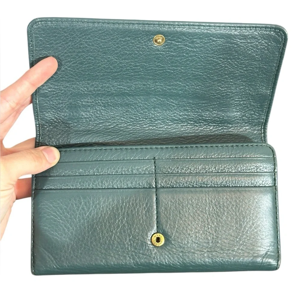 MARC JACOBS Recruit Continental Tri-fold Green Leather Wallet